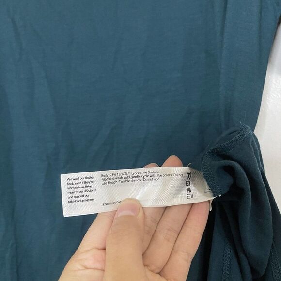 EILEEN FISHER GREEN BOAT NECK SHORT SLEEVE TUNIC TSHIRT SIZE US SMALL - Picture 3 of 5